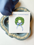 Non-Personalized Boxwood Wreath {blue bow}