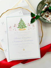 Little Ladies Trim the Tree Invitation (blue bow)