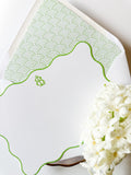 Spring Green Wavy Edge  Notecard Set