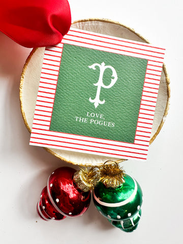 Red + Green Monogram Tiny Tag