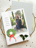 Boxwood Wreath + Stripe Christmas Card