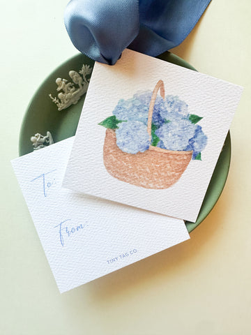 Hydrangea + Basket non-personalized Gift Tag