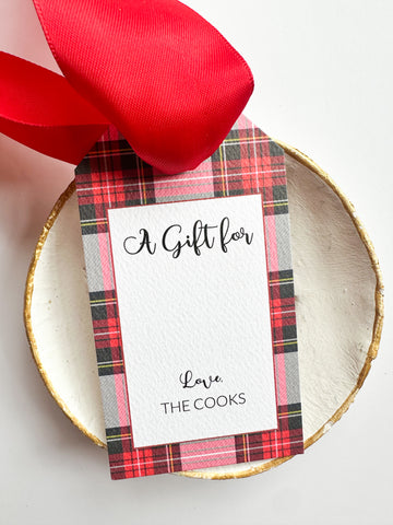 "A Gift For" Red Tartan Tiny Tag-{hangtag}