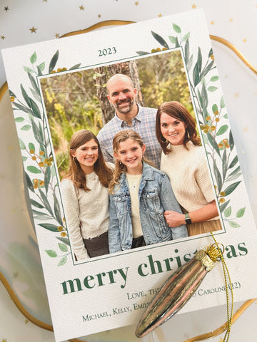 Greens + Gold Christmas Card