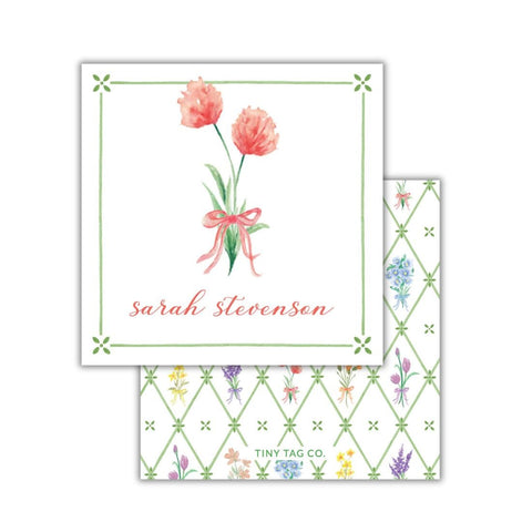 Wild Blooms Pink Tulip Lattice Bouquet Tag