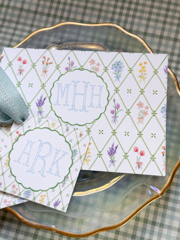 Wild Blooms Scallop Monogram Folded Notecard