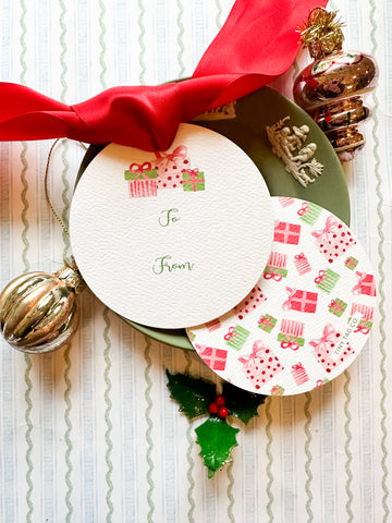 Round Gifty Gift Pink and Green Gift Tag (non-personalized)