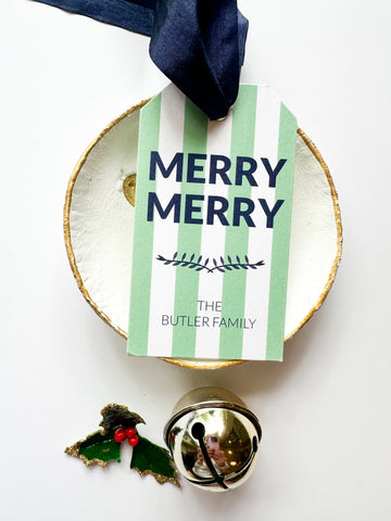 Merry Merry {navy and mint} hangtag