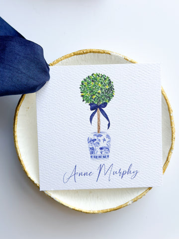 Chinoiserie Topiary {navy and blue bow options}