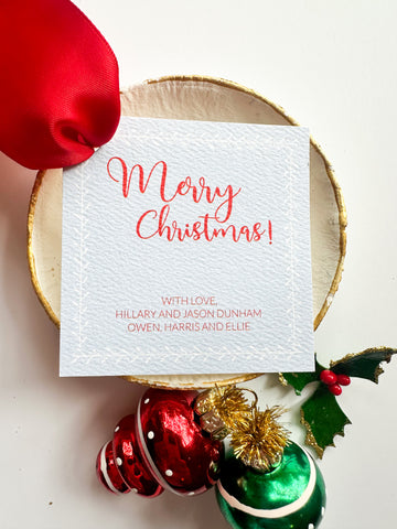 Classic Border "Merry Christmas" Tiny Tag {blue + red}