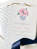 Chinoiserie + Pink Hydrangea Invitation