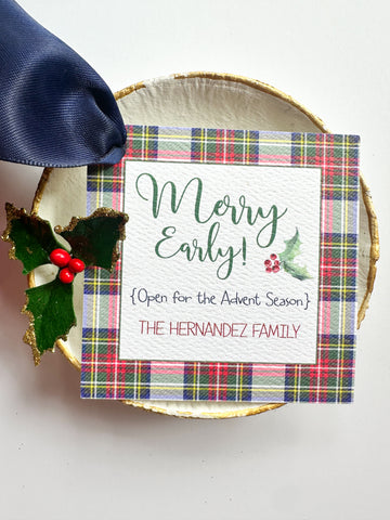 Open Early Plaid Tiny Tag