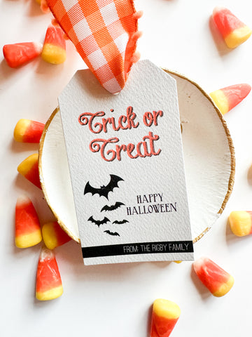 Bats Trick or Treat { Grey Hang Tag}