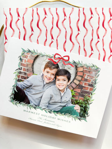 Greenery + Ribbon Holiday Card