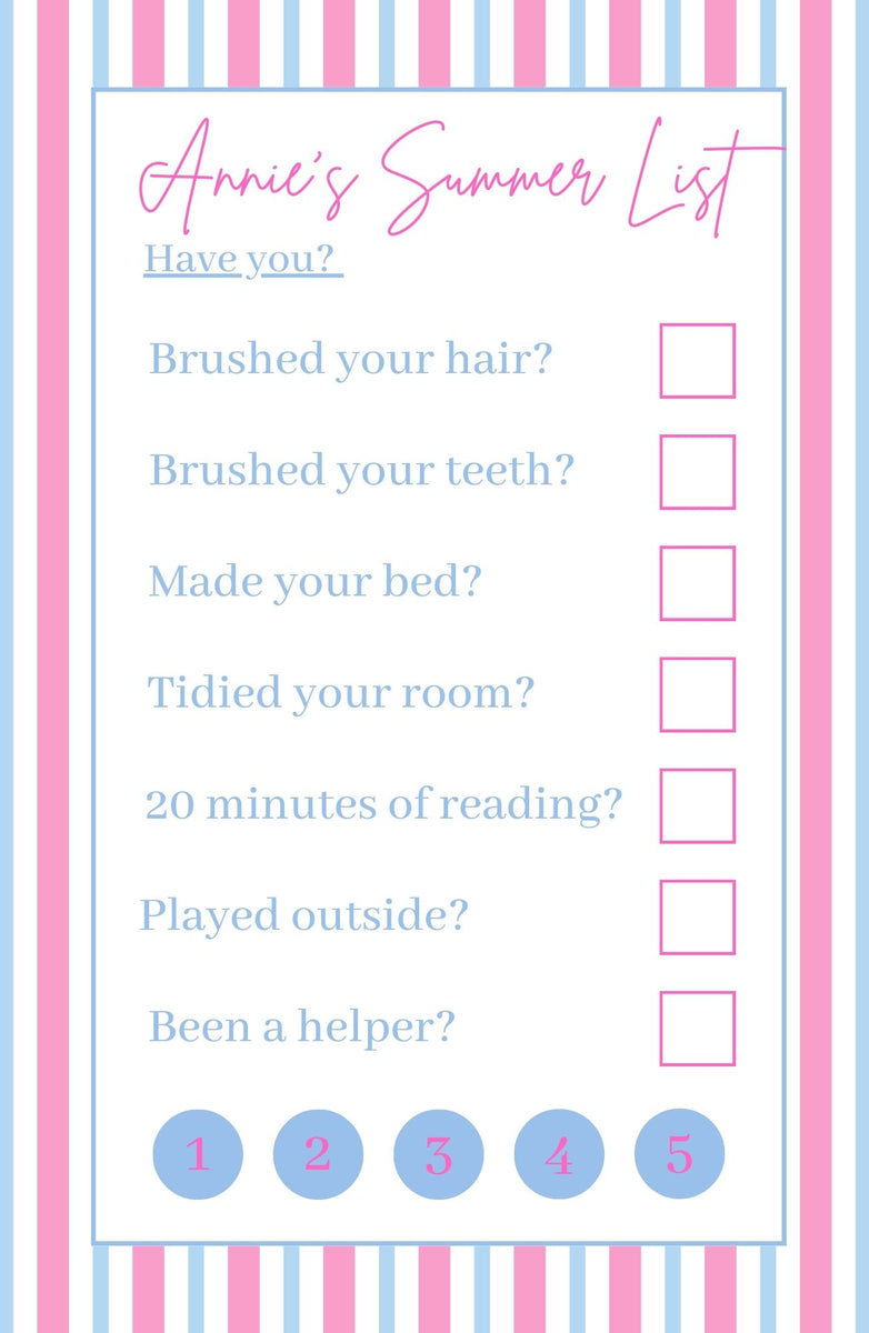 Summer Chore Chart – Tiny Tag Co.