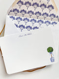 Chinoiserie Topiary Notecard {blue or navy bow options}