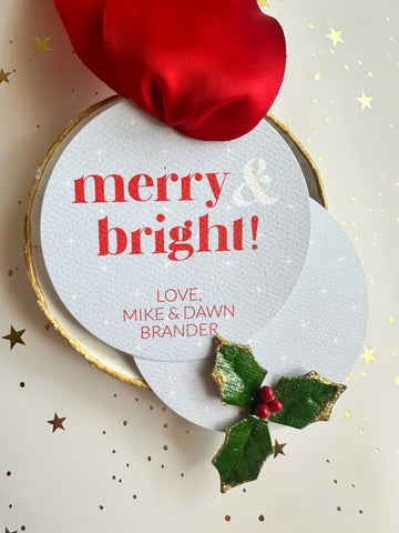 Round Merry & Bright Gift Tag