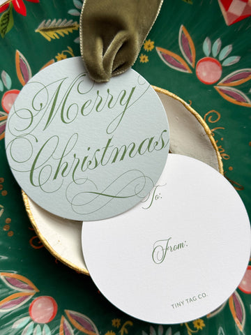 Non-Personalized Evergreen Elegance Frosted Evergreen Gift Tag