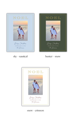 Gold Foil NOEL Holiday Card! Multiple Color Options