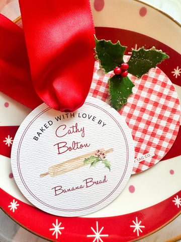 Baked With Love Rolling Pin Round Tag