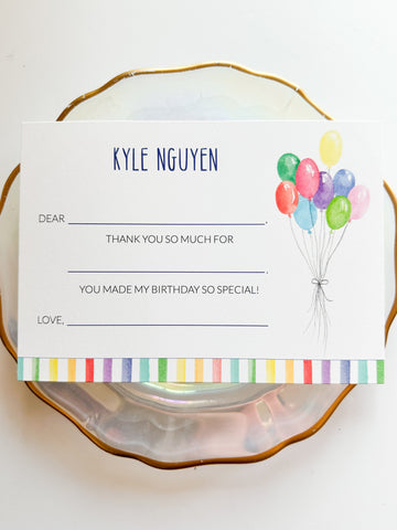 Balloon Bouquet Rainbow Fill-In Notecard