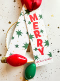 Merry Green + White Vertical Tag