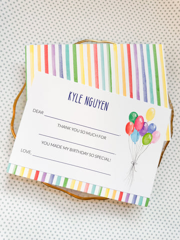 Balloon Bouquet Rainbow Fill-In Notecard