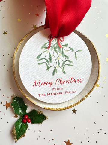 Round Mistletoe Gift Tag