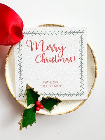 Leaf Border "Merry Christmas" Tiny Tag {green + red}