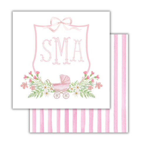 Pink Pram Baby Crest Gift Tag