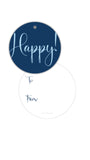 Non-Personalized Blues "Happy" Round Gift Tag