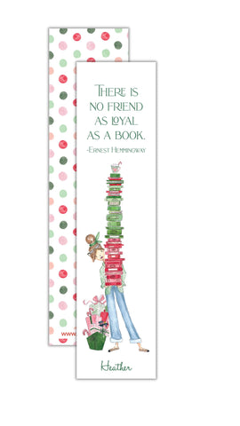 Christmas Book Girl Bookmark {personalized}