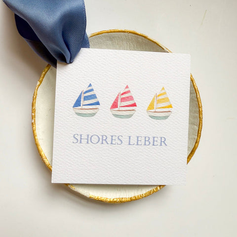 Watercolor Sailboat Trio gift tag