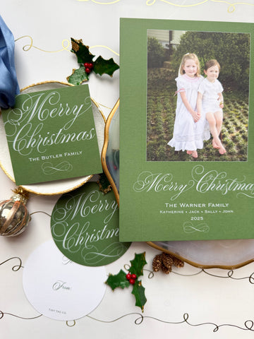 Pine + Silver Script Holiday Card