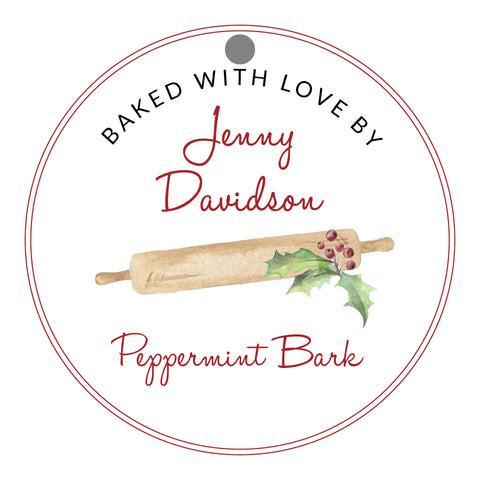 Baked With Love Rolling Pin Round Tag