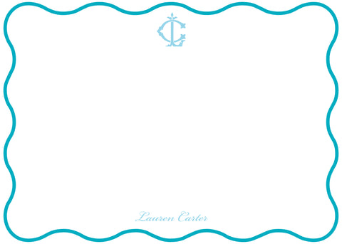 Poolside Blue Wavy Edge  Notecard Set
