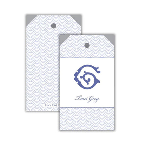 Double Letter Monogram French Blue Hangtag {double sided}