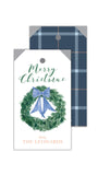 Blue Bow + Wreath with Plaid Hangtag