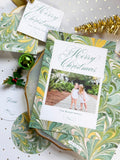 Merry Marbled Evergreen Holiday Card