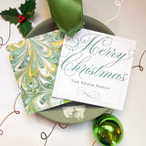 Merry Marbled Evergreen Square Gift Tag