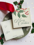 Evergreen Manor English Holly Gift Tag (non-personalized)