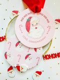 Round Pink Santa Gift Tag