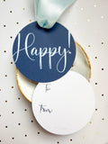 Non-Personalized Blues "Happy" Round Gift Tag