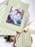 Winter Laurel Sage Lattice Holiday Card