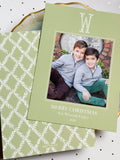 Winter Laurel Sage Lattice Holiday Card