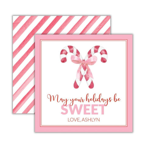 Candy Canes with Pink Bow Tiny Tag