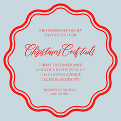 Scallop {light blue + red} Party Invitation