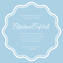 Scallop {light blue + white} Party Invitation