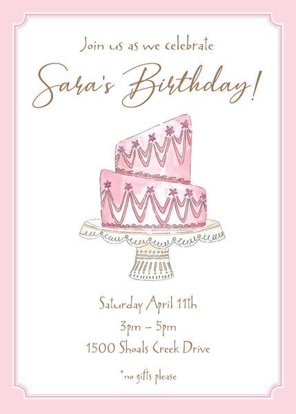 Time to Party Birthday Invitation Pink Birthday Cake - Etsy