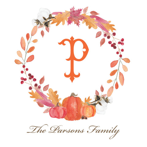 Fall Wreath with Single Letter Monogram